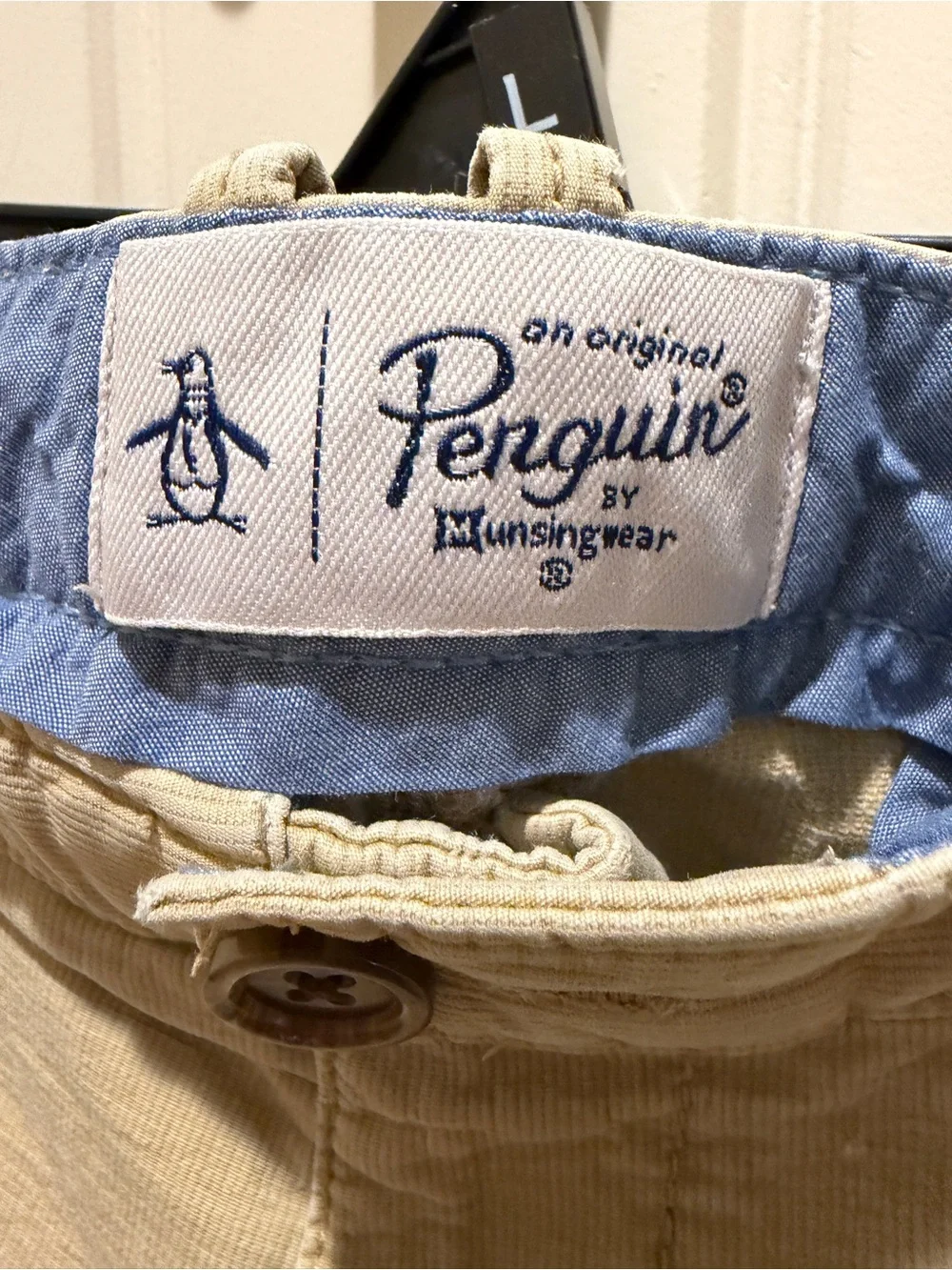 Original Penguin Men's Khaki Flat Front Cotton Shorts